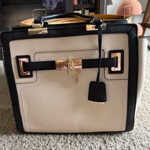 Aldo Black and Cream Women's Laptop Bag Tote